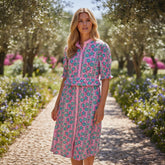 Fleurie gathered pink lengthy dress with puffy sleeves*