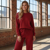 Dahlia Red Textured Ultra Loose 2 Piece Outfit