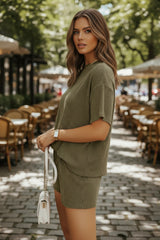 Ensemble t-shirt et short coupe ample en tricot *