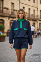 Ensemble 2 Pièces Boutonné et Contrasté