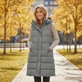 Long coat with dark gray hood