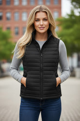Zipped quilted jacket in black plush collar
