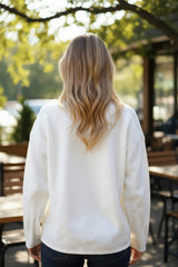 Veste à manches longues boutonnée en velours côtelé de couleur unie blanche