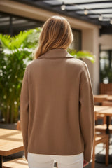 Veste à manches longues boutonnée en velours côtelé de couleur unie kaki foncé