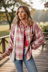 Long sleeve jacket and pink Scottish print pocket