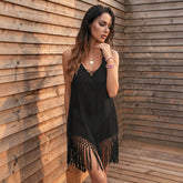 ✨ DIVINE ESCAPADE – La robe plage bohème noire au charme irrésistible