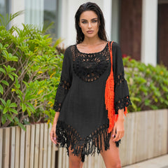 ✨ CHARME NOMADE – La robe bohème noire aux détails crochet envoûtants