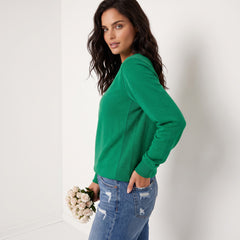 Plain green crew neck sweatshirt with raglan sleeves