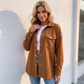Veste marron en velours côtelé à poches à rabat