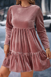 Mini-ruffled mini-ruffle in large-sized velvet pink velvet