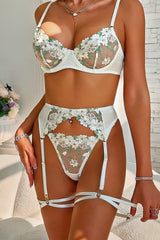 3 -piece embroidered lingerie set *