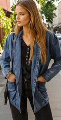 Blue veil denim jacket with side pockets *