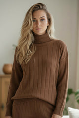 ✨ Douceur Cacao – L’ensemble côtelé col roulé cocooning