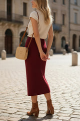 ✨ Jupe midi 2 couleurs plissée en maille – Élégance fluide