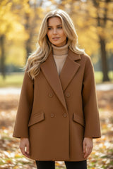 Veste à double boutonnage couleur camel