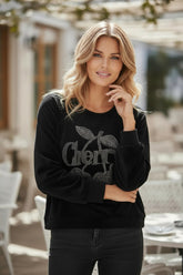 🍒 Sweat Cherry Détail Léopard Noir