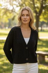 🧶 Gilet torsadé en maille douce Noir