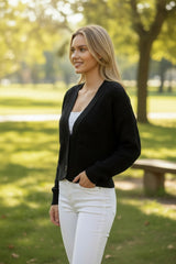 🧶 Gilet torsadé en maille douce Noir