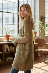 Pull long en maille multicolore