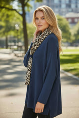 Tunique oversize en maille douce Bleu marine