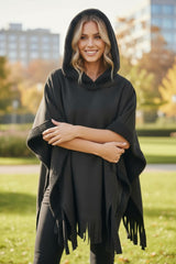 🖤 Poncho "New Collection" à capuche et franges – Élégance sauvage
