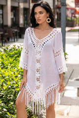 ✨ BOHEMIAN GLOW – The white flowing dress with refined crochet details
