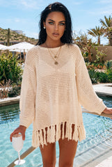 ✨ DOUCE ÉVASION – La robe maille beige qui sublime vos instants d’été