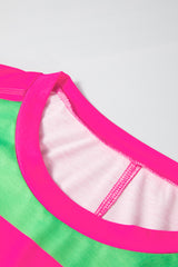 Loose t-shirt with green round hem *