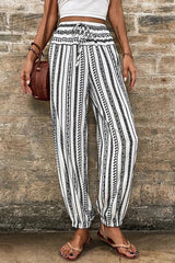 Black bohemian style striped pants