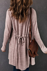 Cardigan tunique rose ouvert au dos avec poches-A WOMAN WE LOVE