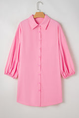 Mini-robe chemise boutonnée rose vif *