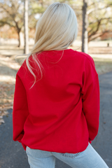 Red-collar-red and drooping shoulder sweatshirts Merry Christmas