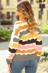 Yellow sweater with drooping shoulders and balloon sleeves *