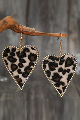Boucles d'oreilles en forme de coeur à imprimé léopard avec bord en strass multicolore-A WOMAN WE LOVE