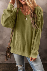 Sweat-shirt à manches tombantes et coutures texturées vert jungle