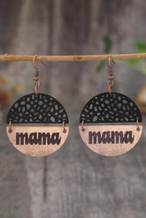 Boucles d'oreilles en bois et cuir avec pendentif maman Vintage noir-A WOMAN WE LOVE