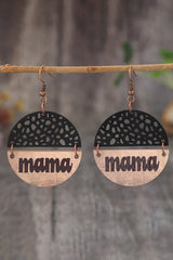 Boucles d'oreilles en bois et cuir avec pendentif maman Vintage noir-A WOMAN WE LOVE