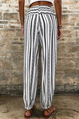 Black bohemian style striped pants