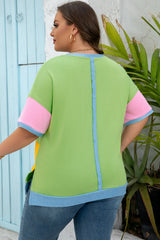 Light blue t-shirt with large colors blocks *