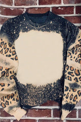 Black Tie Dye Leopard Print Drop Shoulder Sweatshirt
