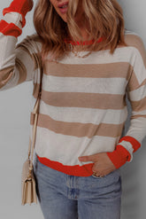 Drozing shoulder sweater and round neck *