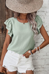Upper ruffle with short -sleeved ruffles *