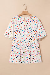Large -size blouse with colored polka dot *