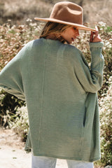 Cardigan ouvert sur le devant en tricot gaufré Laurel Green-A WOMAN WE LOVE