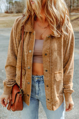 Talked vintage khaki buttoned jacket with flap pocket