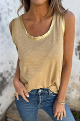 Glamor tank top with shiny metal edge *