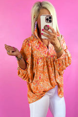 Blouse babydoll orange à col-A WOMAN WE LOVE