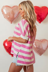 Ample textured with pink stripes and patchwork *