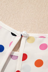 Large -size blouse with colored polka dot *