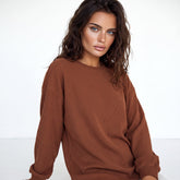 Sudadera de terciopelo acanalado de gran tamaño